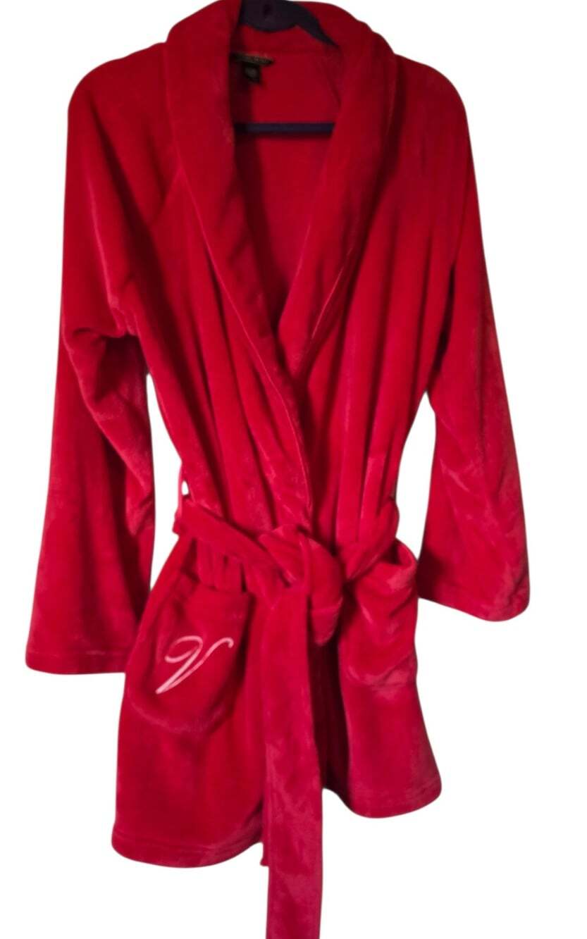 Victoria's  Secret Red Velour Plush Robe Sz M